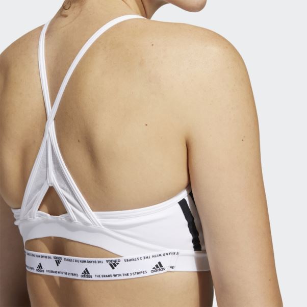 Soutien-gorge Adidas Aeroreact Training Light-support 3-stripes Blanc Mode