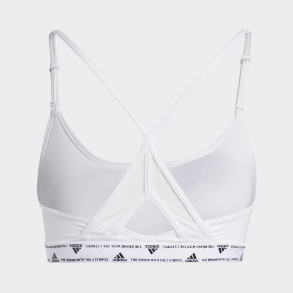 Soutien-gorge Adidas Aeroreact Training Light-support 3-stripes Blanc Chaud