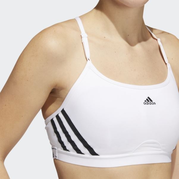 Soutien-gorge Adidas Aeroreact Training Light-support 3-stripes Blanc Chaud