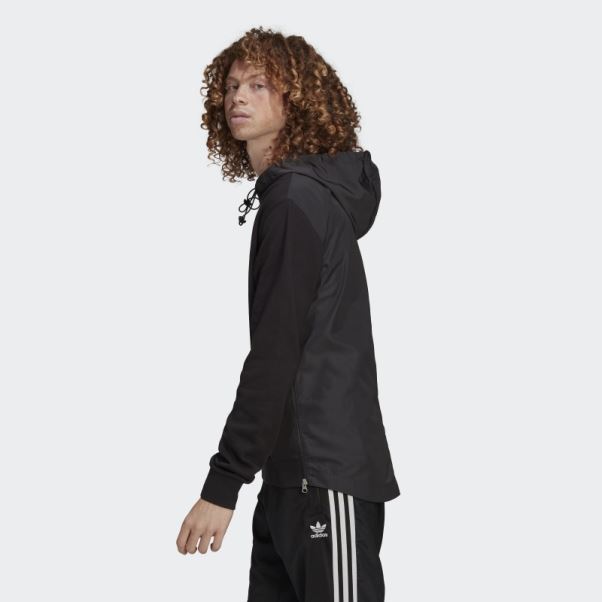 Sweat à Capuche Adidas Adicolor Classics Fabric Clash Trefoil Noir