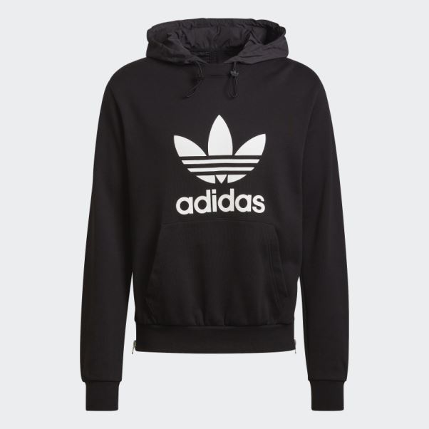 Sweat à Capuche Adidas Adicolor Classics Fabric Clash Trefoil Noir