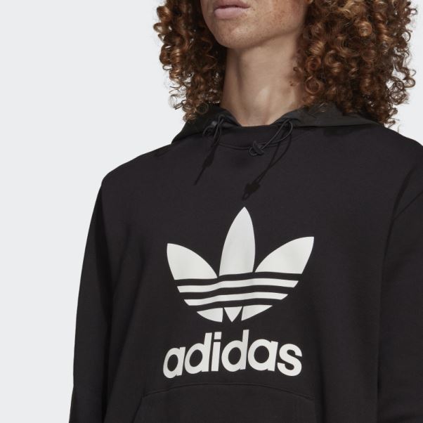 Sweat à Capuche Adidas Adicolor Classics Fabric Clash Trefoil Noir