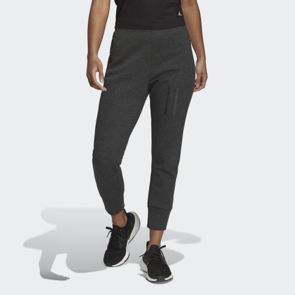 Mission Victory Pantalon Slim Taille Haute Noir Chiné Adidas