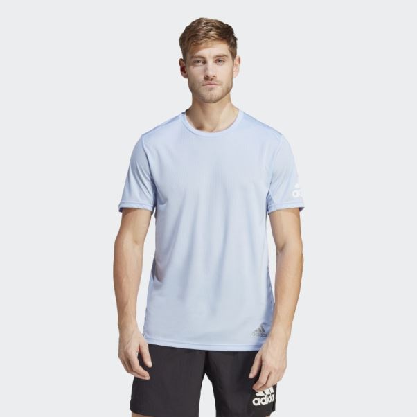 T-shirt Adidas Run It Bleu Aube