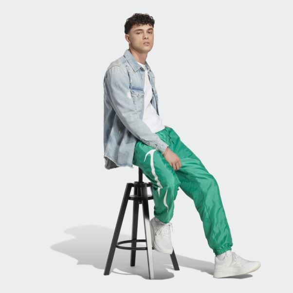 Adidas Pantalon Tissé Color Block Vert Court