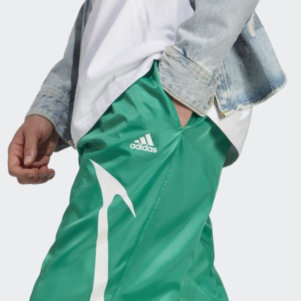 Adidas Pantalon Tissé Color Block Vert Court