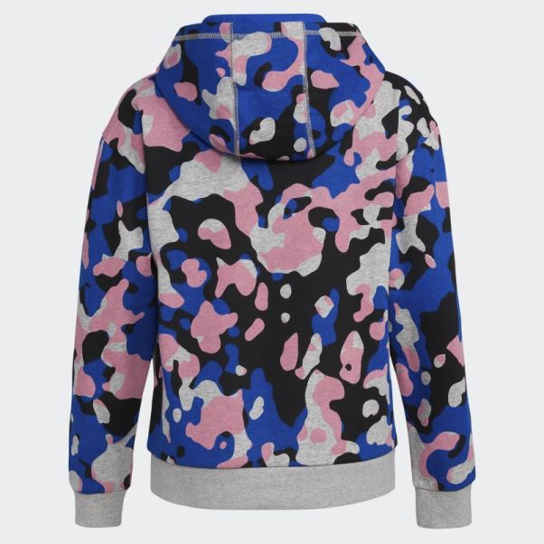 Sweat à Capuche Imprimé Camouflage Gris Moyen Adidas