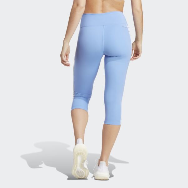 Adidas Train Essentials 3-stripes Legging 3/4 Taille Haute Bleu