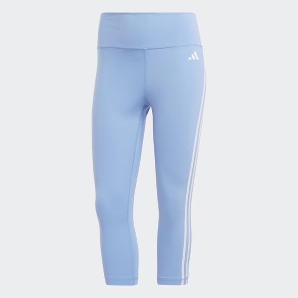 Adidas Train Essentials 3-stripes Legging 3/4 Taille Haute Bleu