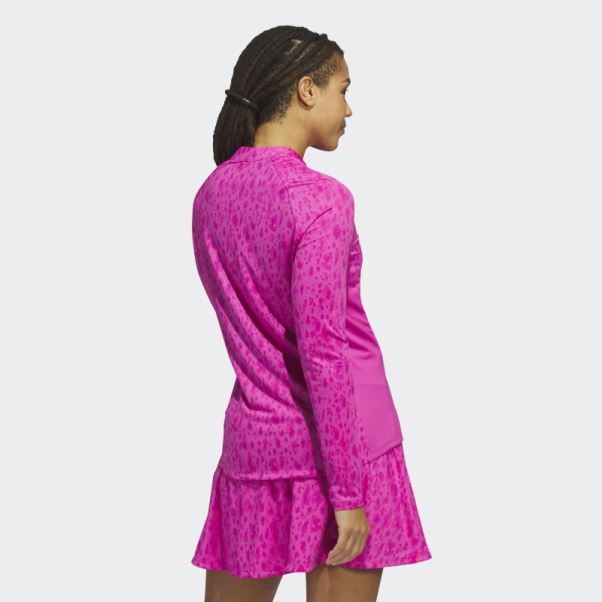 Adidas Fuchsia Ultimate365 Polo De Golf à Col Montant 1/4 Zip Imprimé