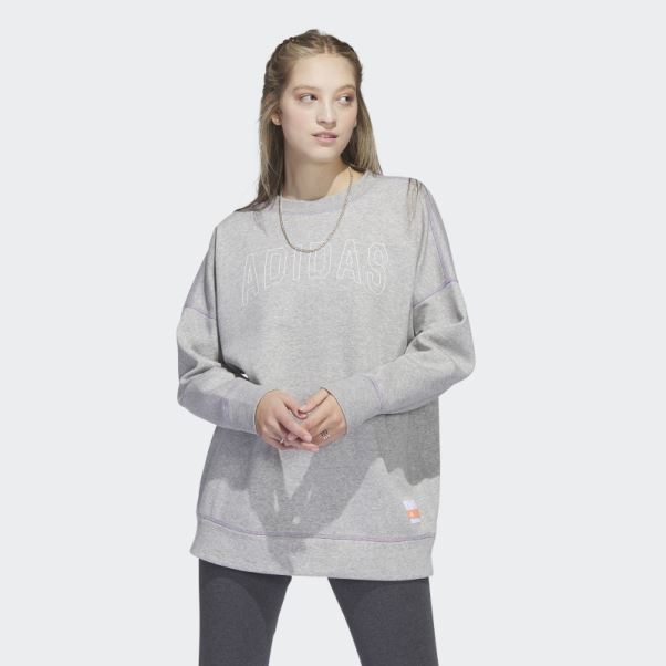 Sweat Adidas Sport Statement Boyfriend Crew Gris Moyen
