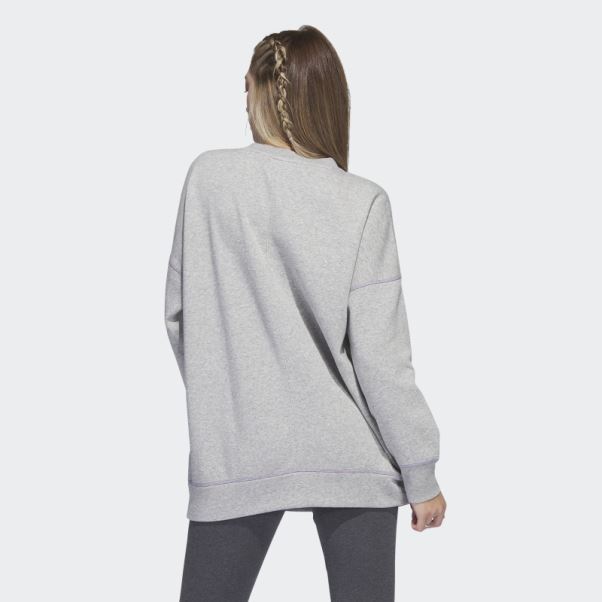 Sweat Adidas Sport Statement Boyfriend Crew Gris Moyen