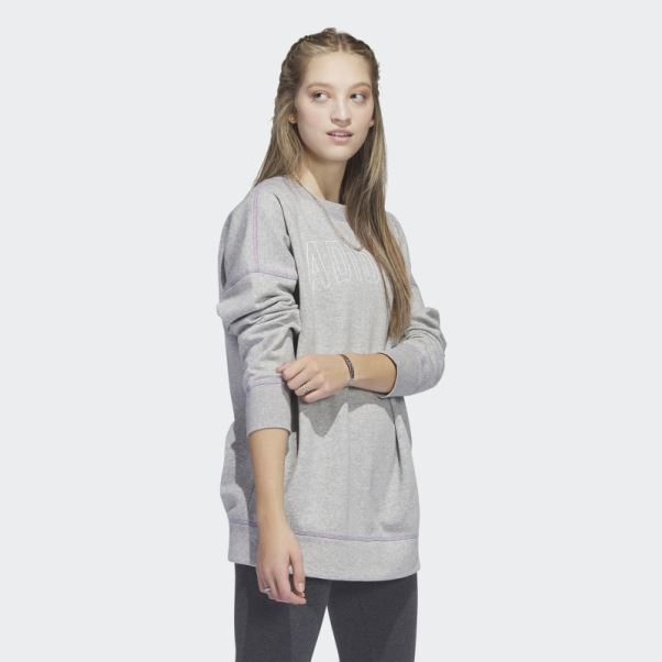 Sweat Adidas Sport Statement Boyfriend Crew Gris Moyen