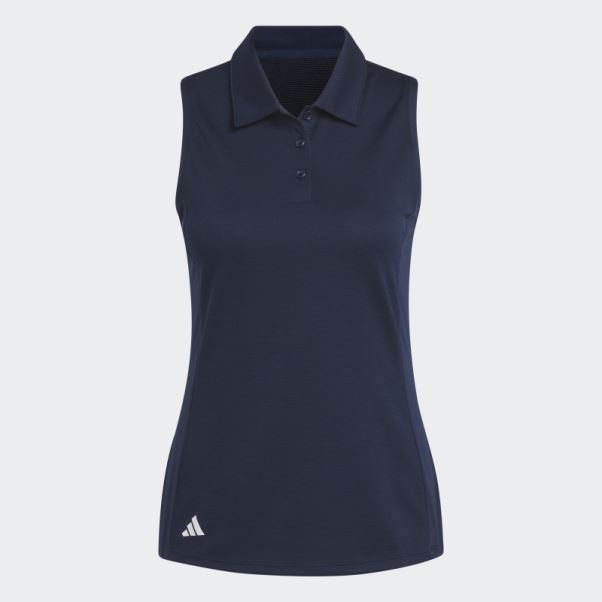 Polo De Golf Sans Manches Texturé Bleu Marine Adidas