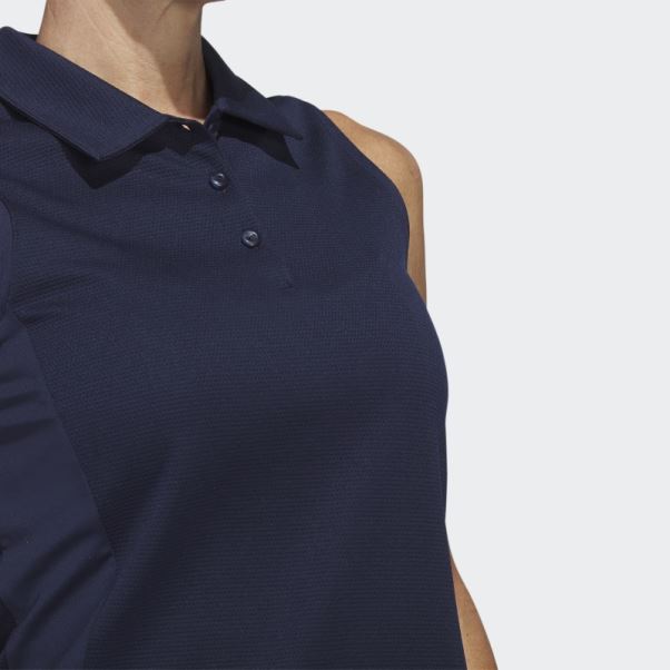 Polo De Golf Sans Manches Texturé Bleu Marine Adidas