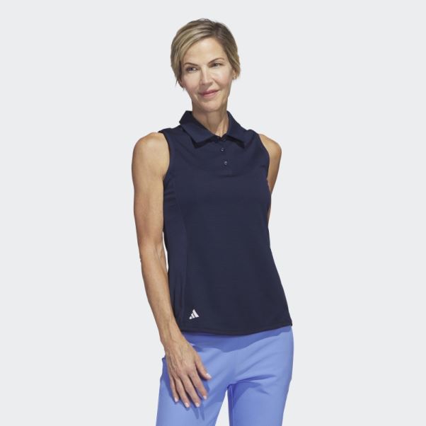 Polo De Golf Sans Manches Adidas Texture Bleu Marine