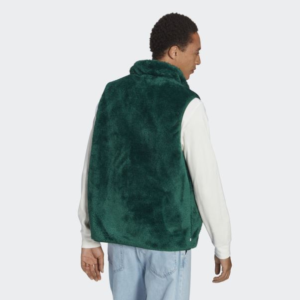 Gilet Réversible Essentials+ Fluffy Fleece Adidas Vert Foncé