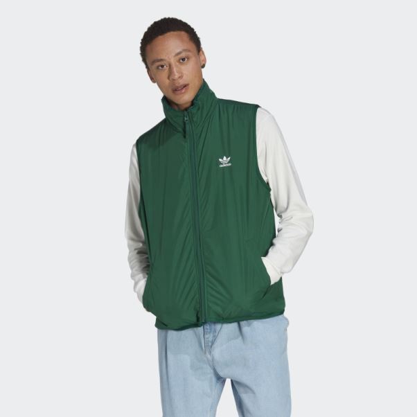 Gilet Réversible Essentials+ Fluffy Fleece Adidas Vert Foncé