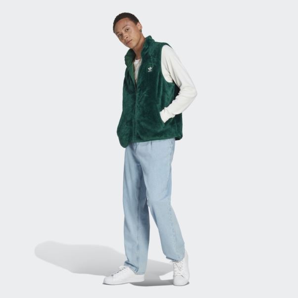 Gilet Réversible Essentials+ Fluffy Fleece Adidas Vert Foncé