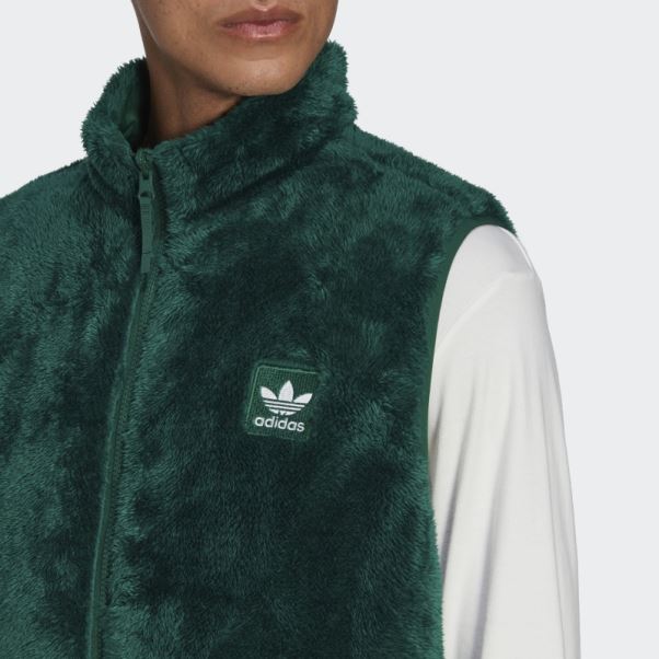Gilet Réversible Essentials+ Fluffy Fleece Adidas Vert Foncé
