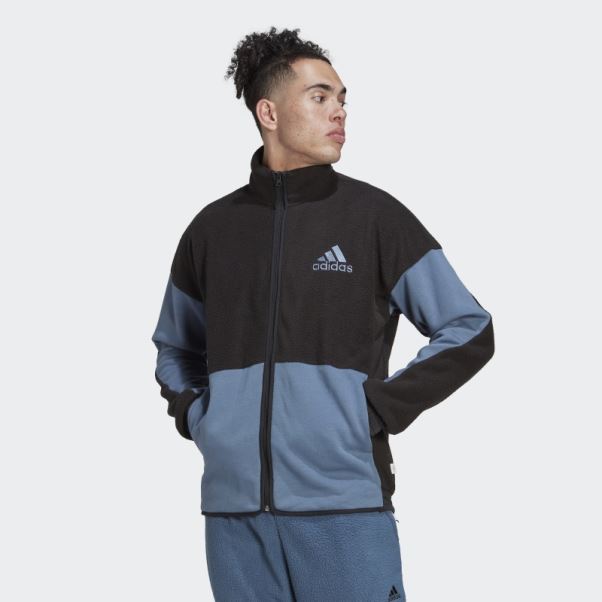 Haut De Survêtement Polaire Sherpa Colorblock Adidas Noir