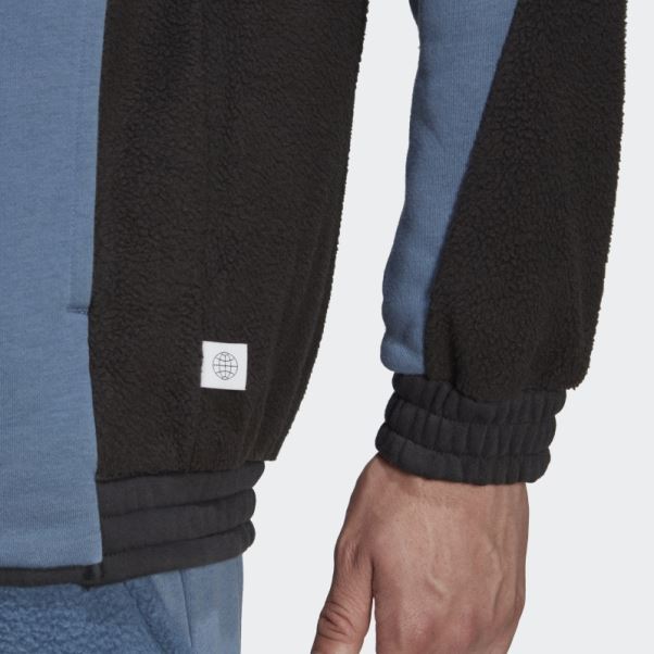 Haut De Survêtement Polaire Sherpa Colorblock Adidas Noir