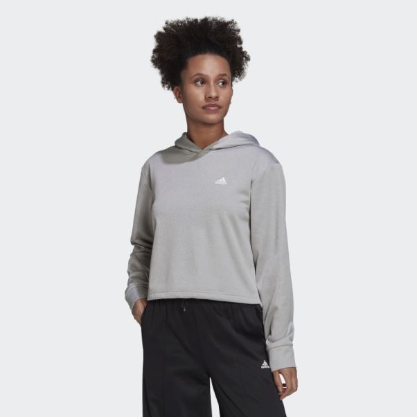 Sweat à Capuche Aeroready Adidas Gris Moyen