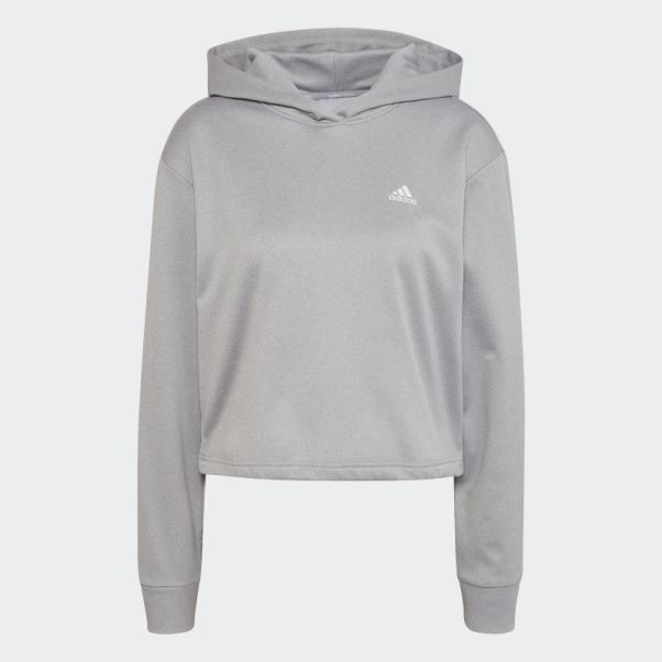 Sweat à Capuche Aeroready Adidas Gris Moyen
