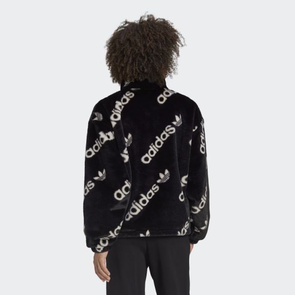 Adidas Veste Noire En Fausse Fourrure
