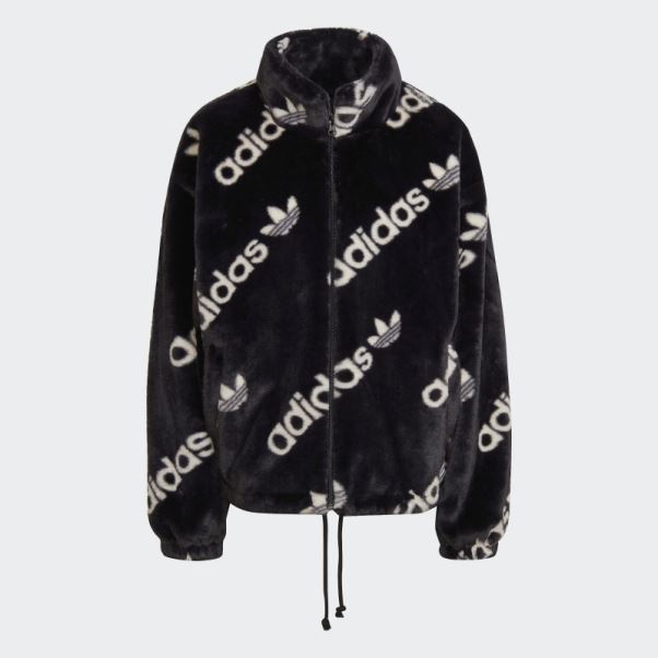 Adidas Veste Noire En Fausse Fourrure