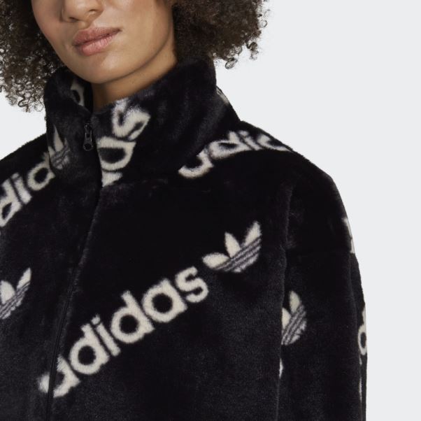 Adidas Veste Noire En Fausse Fourrure