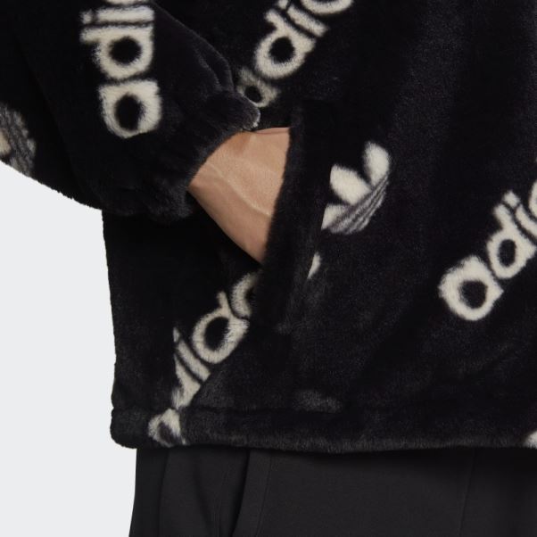 Adidas Veste Noire En Fausse Fourrure