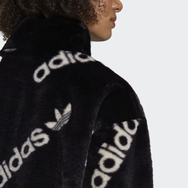 Adidas Veste Noire En Fausse Fourrure