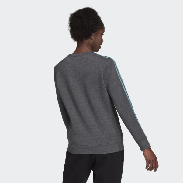 Sweat Polaire Essentials 3 Bandes Adidas Gris Foncé Chiné