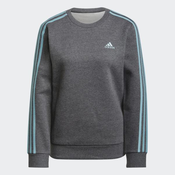 Sweat Polaire Essentials 3 Bandes Adidas Gris Foncé Chiné