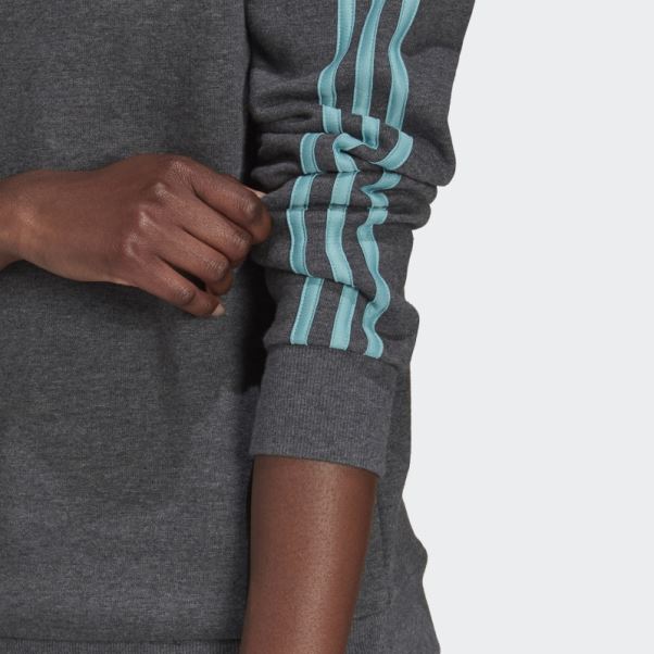 Sweat Polaire Essentials 3 Bandes Adidas Gris Foncé Chiné