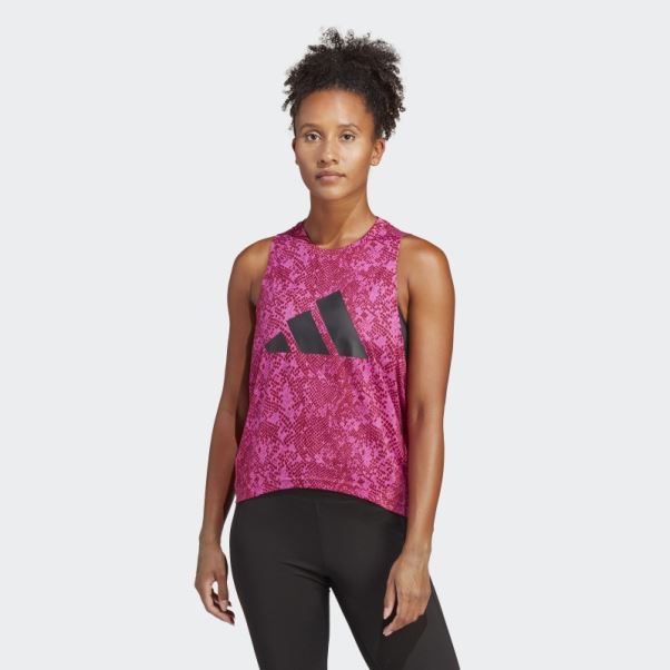 Adidas T-shirt Imprimé Train Icônes Fuchsia