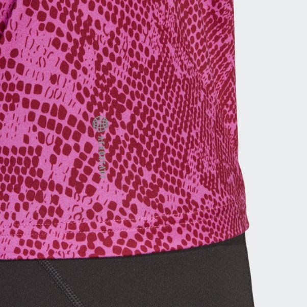 Adidas T-shirt Imprimé Train Icônes Fuchsia