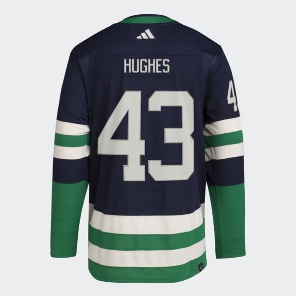 Maillot 09 Ccm-sld Canucks Hughes Authentique Revers Motmark Rétro Bleu Marine Adidas