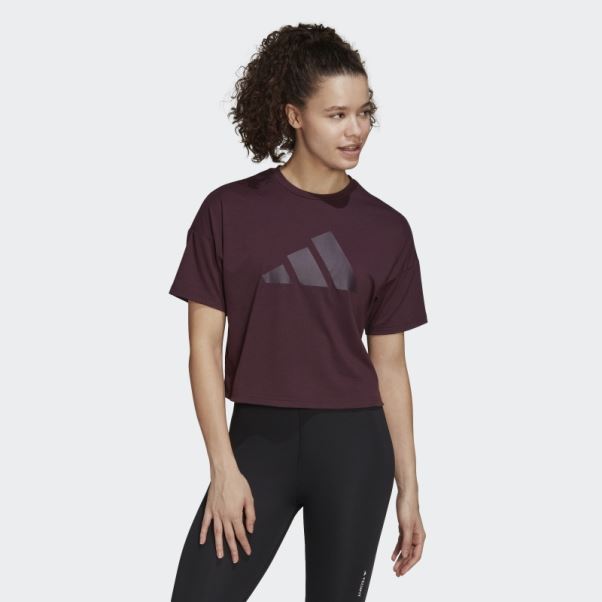 Adidas Train Icons 3 Bar Logo T-shirt Bordeaux