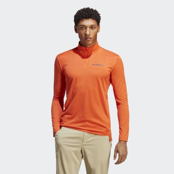 T-shirt Terrex Multi Demi-zip Manches Longues Orange Adidas