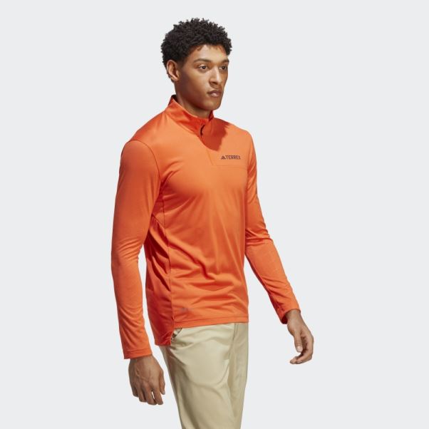 Haut à Manches Longues Demi-zip Adidas Orange Terrex Multi