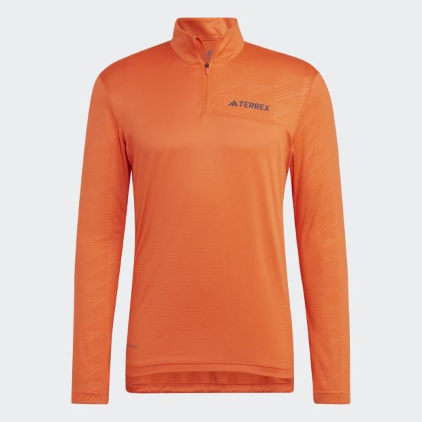 Haut à Manches Longues Demi-zip Adidas Orange Terrex Multi