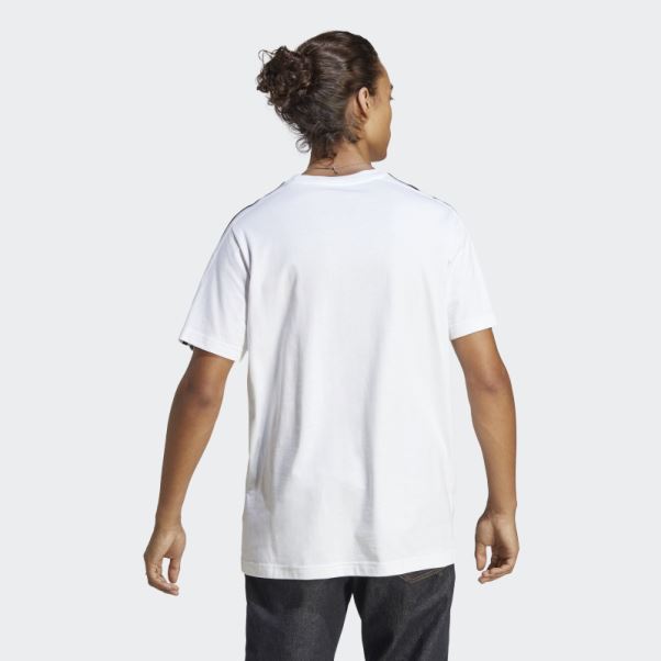 T-shirt Adidas Essentials Jersey Simple Blanc 3 Bandes