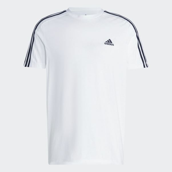 T-shirt Adidas Essentials Jersey Simple Blanc 3 Bandes