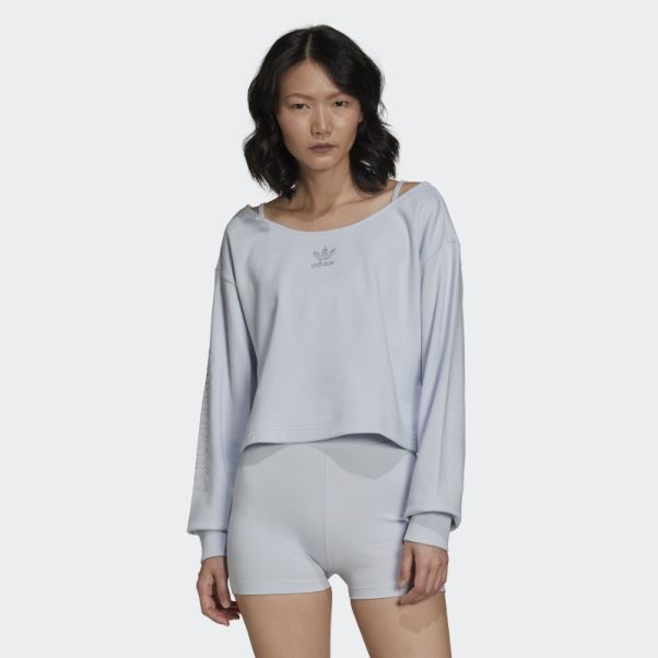 Sweat Adidas 2000 Luxe Slouchy Crew Bleu Chaud