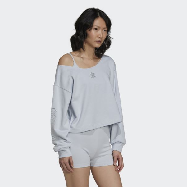 Sweat Adidas 2000 Luxe Slouchy Crew Bleu Chaud