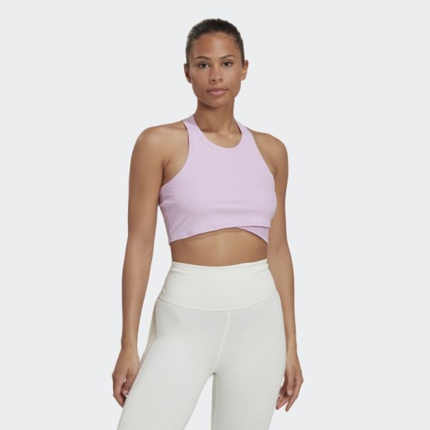 Débardeur Côtelé Lilas Yoga Studio Adidas