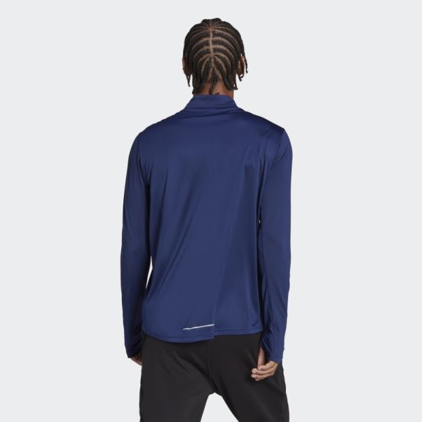 T-shirt 1/2-zip Adidas Propriétaire Du Run Bleu Foncé