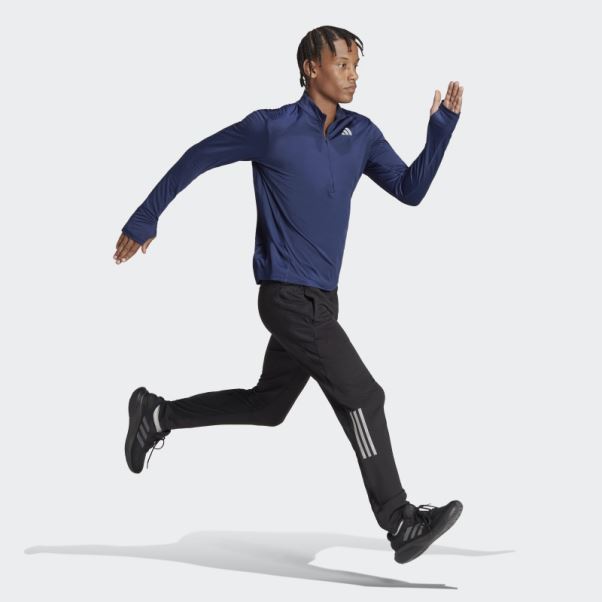 T-shirt 1/2-zip Adidas Propriétaire Du Run Bleu Foncé